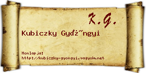 Kubiczky Gyöngyi névjegykártya